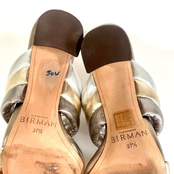 Alexandre Birman Leather Heel Sandals Gold & Silver - Picture 6 of 6